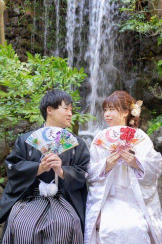 ビアンベール本店　新郎新婦　花嫁　衣裳　ドレス　色打掛　白無垢　紋服