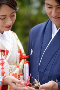 ロケーションフォトウェディング　和装　日本庭園