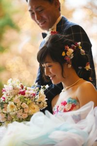 ロケーションフォトウェディング　ブーケ　前撮り　