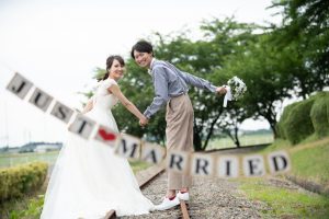 ロケーションフォトウェディング　洋装　サントピアワールド