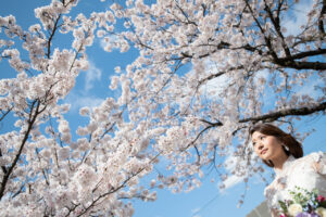 ロケーションフォト　桜フォト　洋装