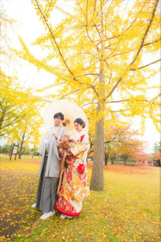 フォトウェディング　前撮影　新潟　新発田　島見緑地　和婚　和装　色打掛　花嫁　ロケフォト　結婚式