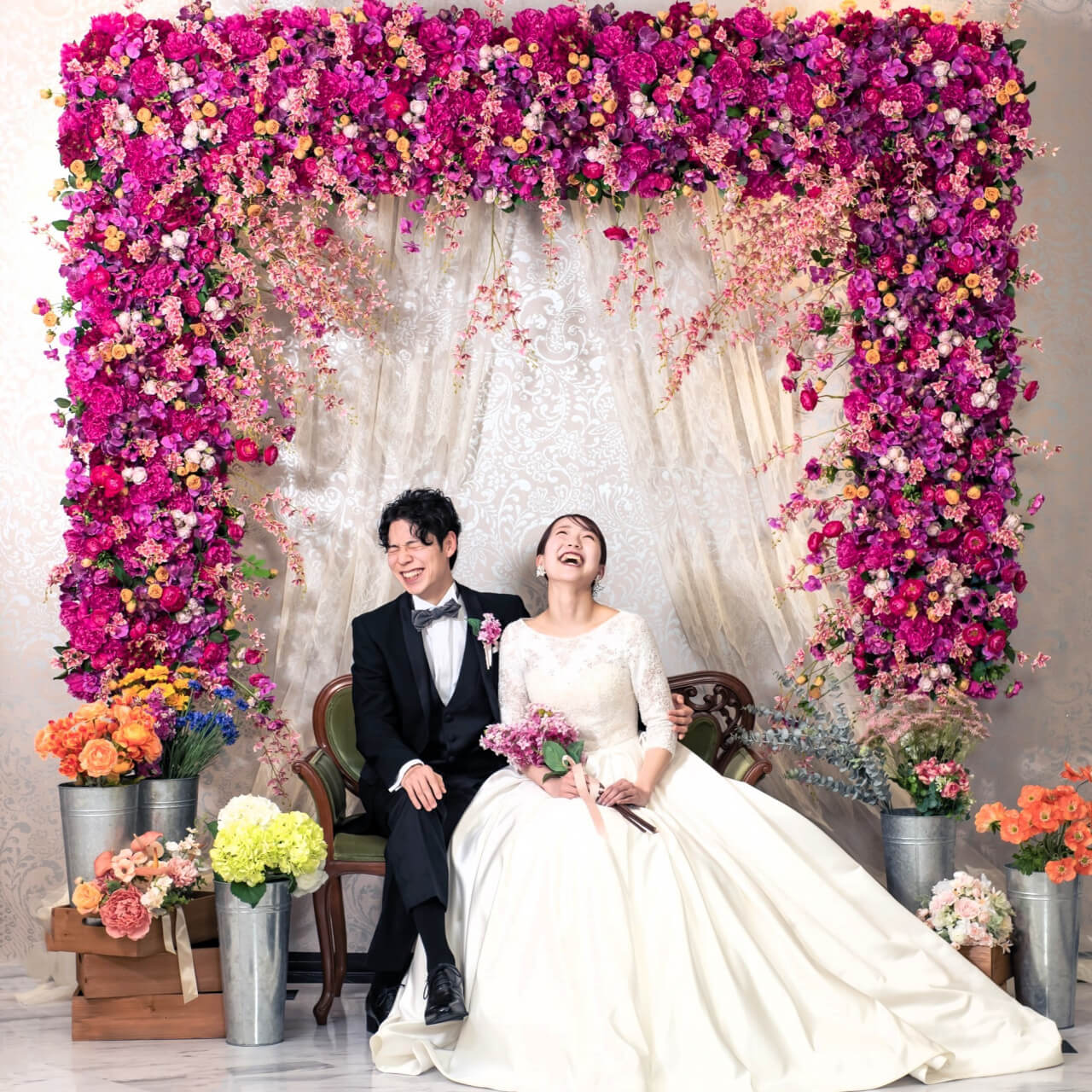 ウェディングフォト 韓国風フォト フラワーウォール 前撮影 花嫁 新潟 新発田 結婚式