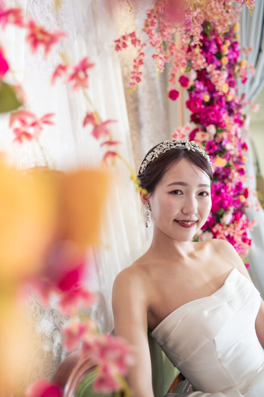 ウェディングフォト 韓国風フォト フラワーウォール 前撮影 花嫁 新潟 新発田 結婚式