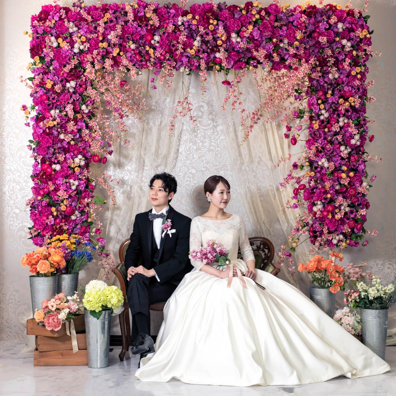 ウェディングフォト　韓国風フォト　フラワーウォール　前撮影　花嫁　新潟　新発田　結婚式